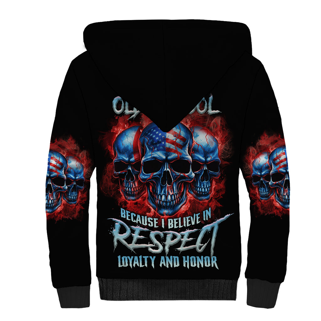I Believe In Respect 3 Skulls Sherpa Hoodie - Wonder Print Shop