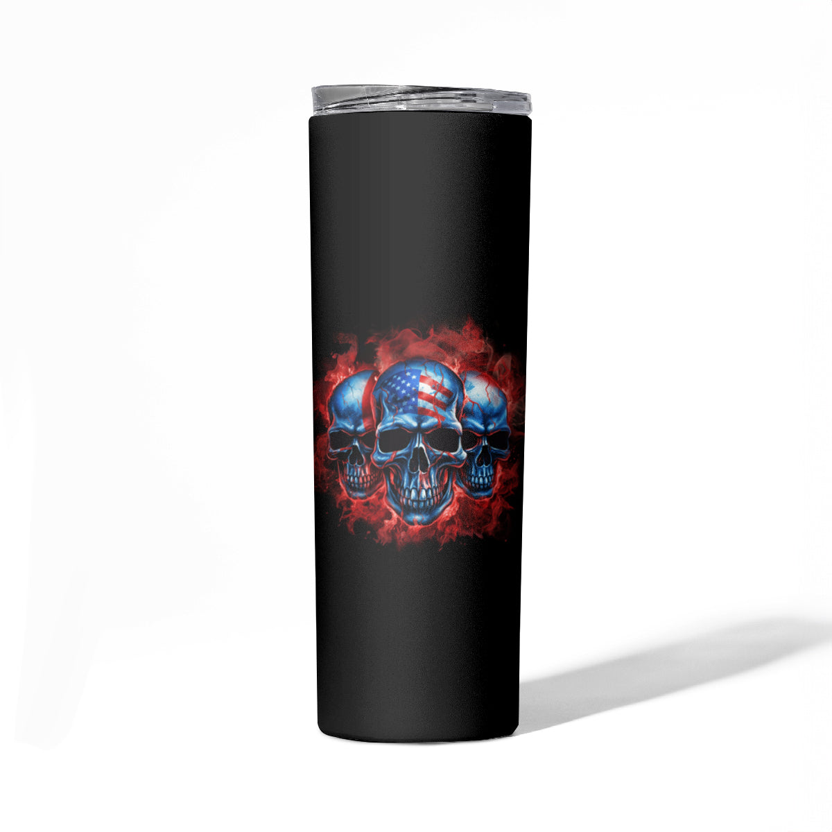 I Believe In Respect 3 Skulls Skinny Tumbler - Wonder Print Shop