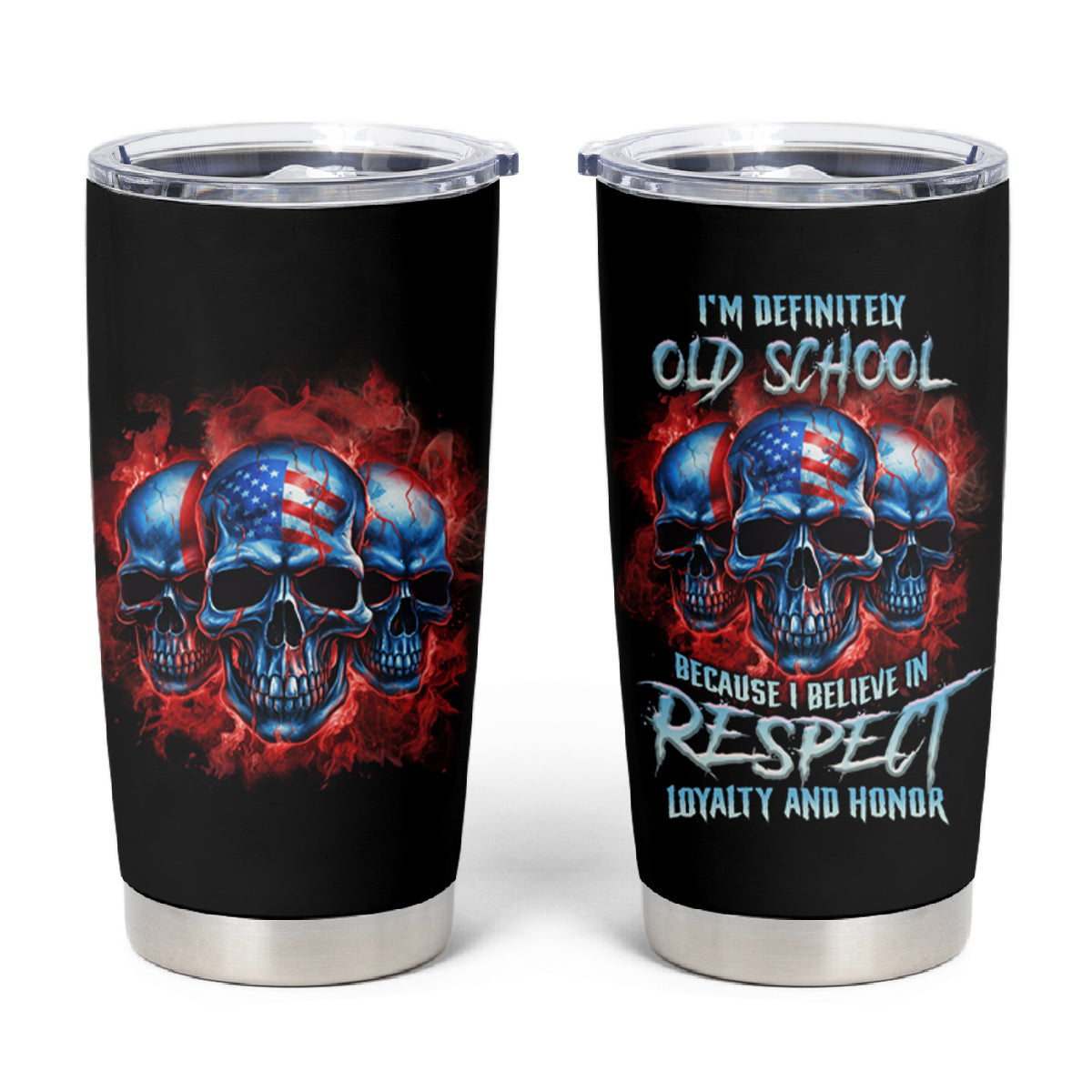 I Believe In Respect 3 Skulls Tumbler Cup - Wonder Print Shop