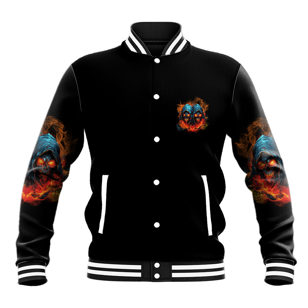 Don't Try To Figure Me Out Skull Reaper Baseball Jacket - Wonder Print Shop