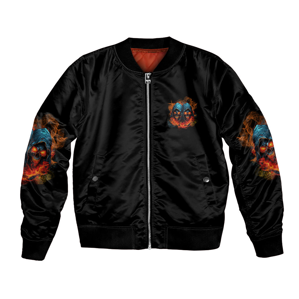Don't Try To Figure Me Out Skull Reaper Bomber Jacket - Wonder Print Shop