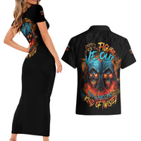 Don't Try To Figure Me Out Skull Reaper Couples Matching Short Sleeve Bodycon Dress and Hawaiian Shirt - Wonder Print Shop