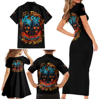 Don't Try To Figure Me Out Skull Reaper Family Matching Short Sleeve Bodycon Dress and Hawaiian Shirt - Wonder Print Shop