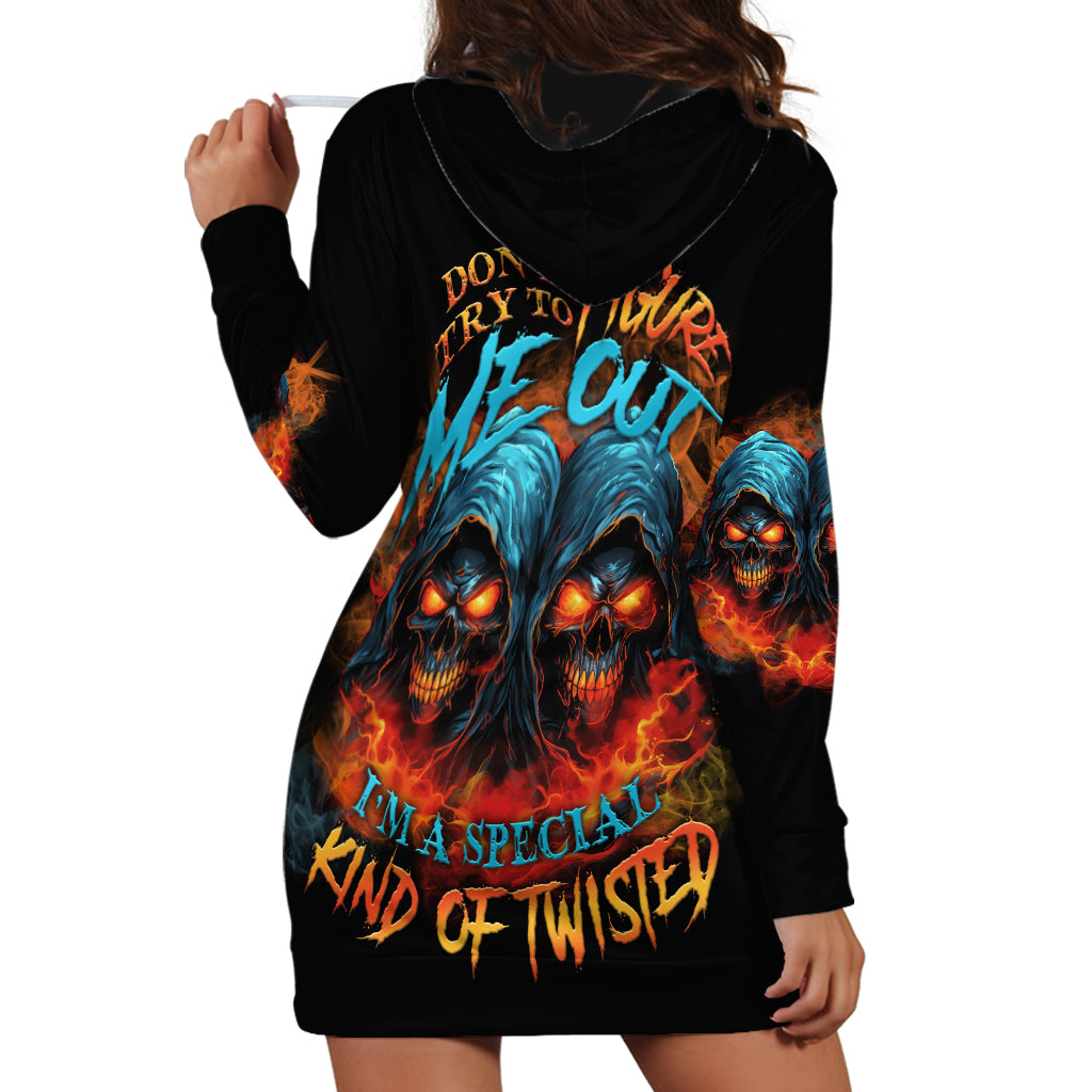 Don't Try To Figure Me Out Skull Reaper Hoodie Dress - Wonder Print Shop