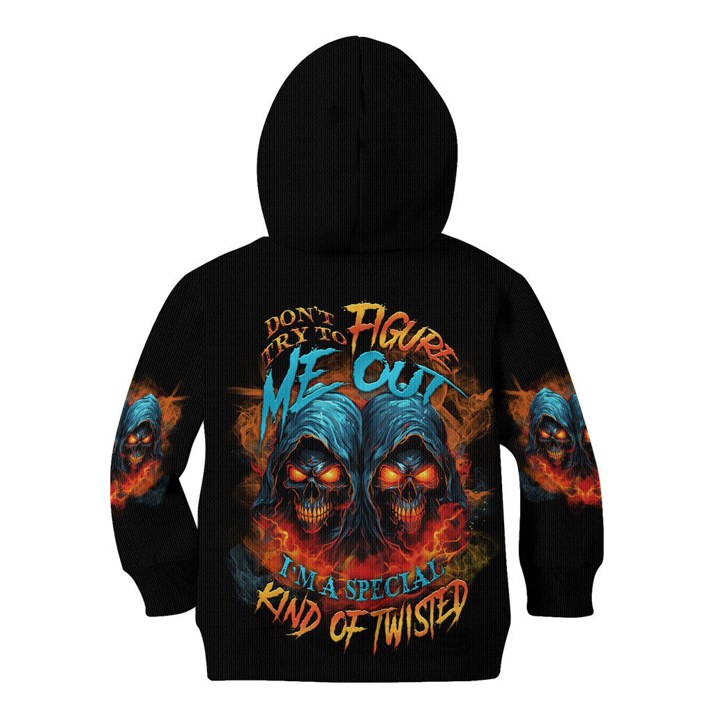 Don't Try To Figure Me Out Skull Reaper Kid Hoodie - Wonder Print Shop