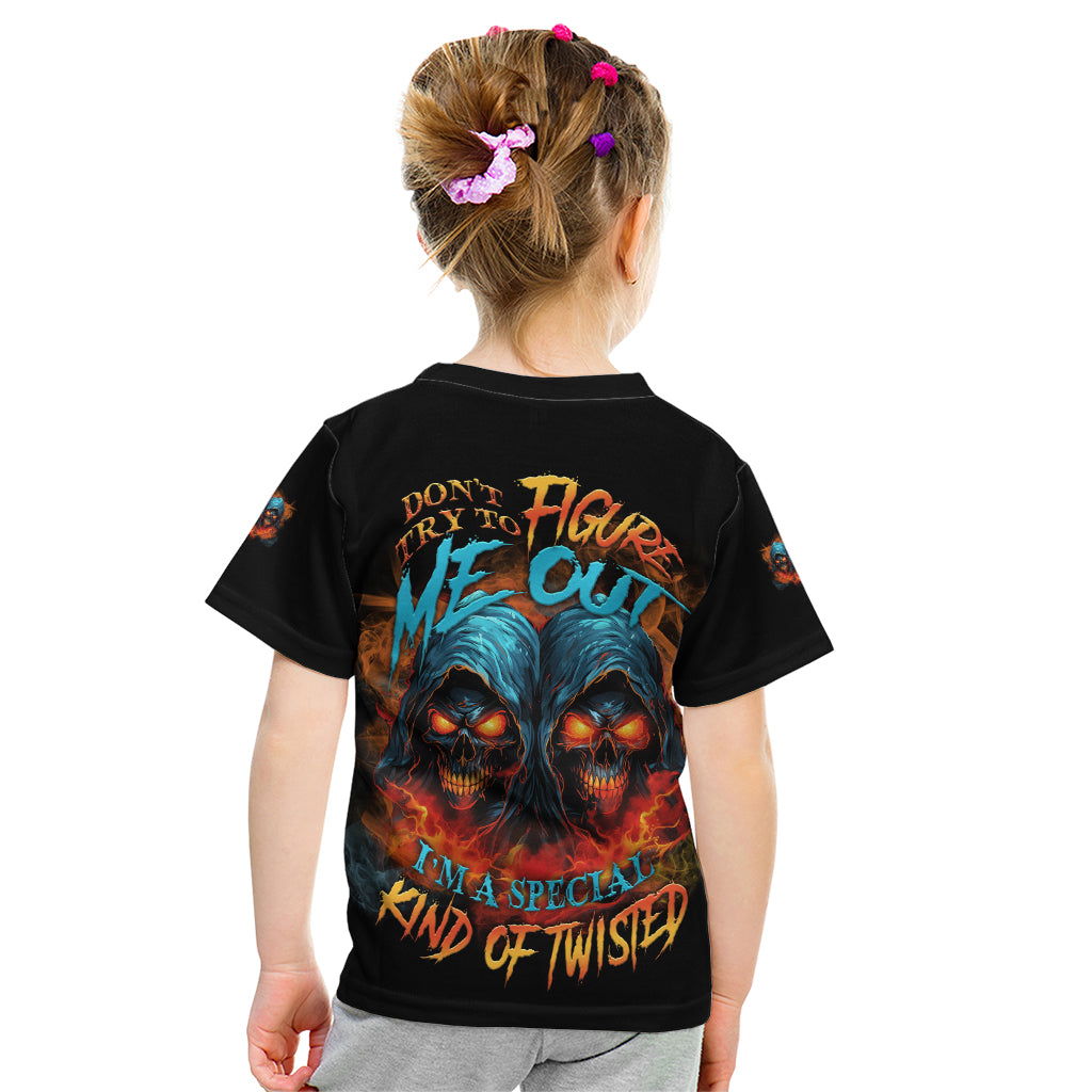 Don't Try To Figure Me Out Skull Reaper Kid T Shirt - Wonder Print Shop