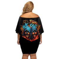 Don't Try To Figure Me Out Skull Reaper Off Shoulder Short Dress - Wonder Print Shop