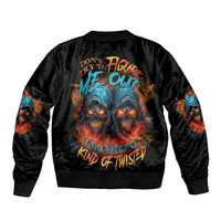 Don't Try To Figure Me Out Skull Reaper Sleeve Zip Bomber Jacket - Wonder Print Shop