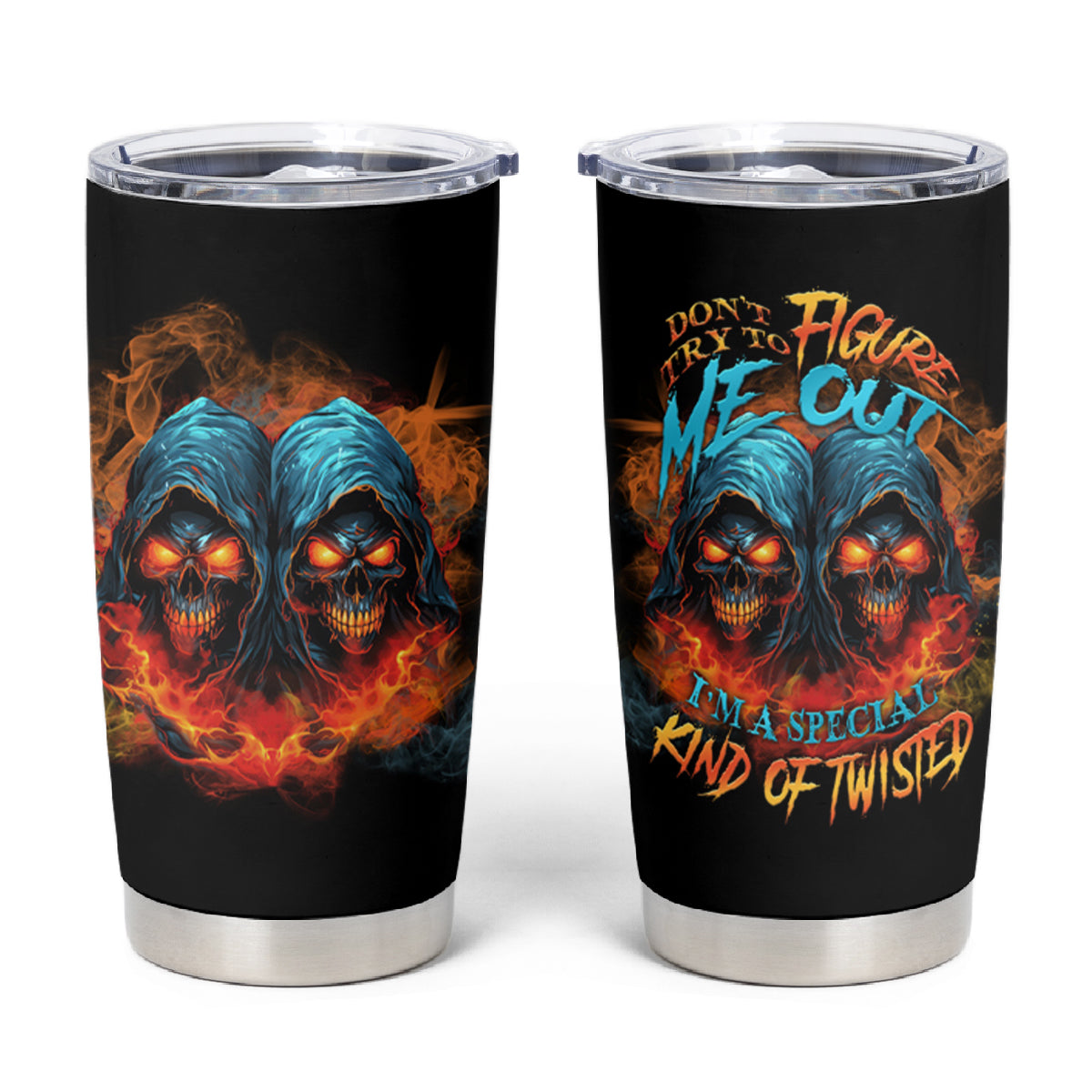 Don't Try To Figure Me Out Skull Reaper Tumbler Cup - Wonder Print Shop
