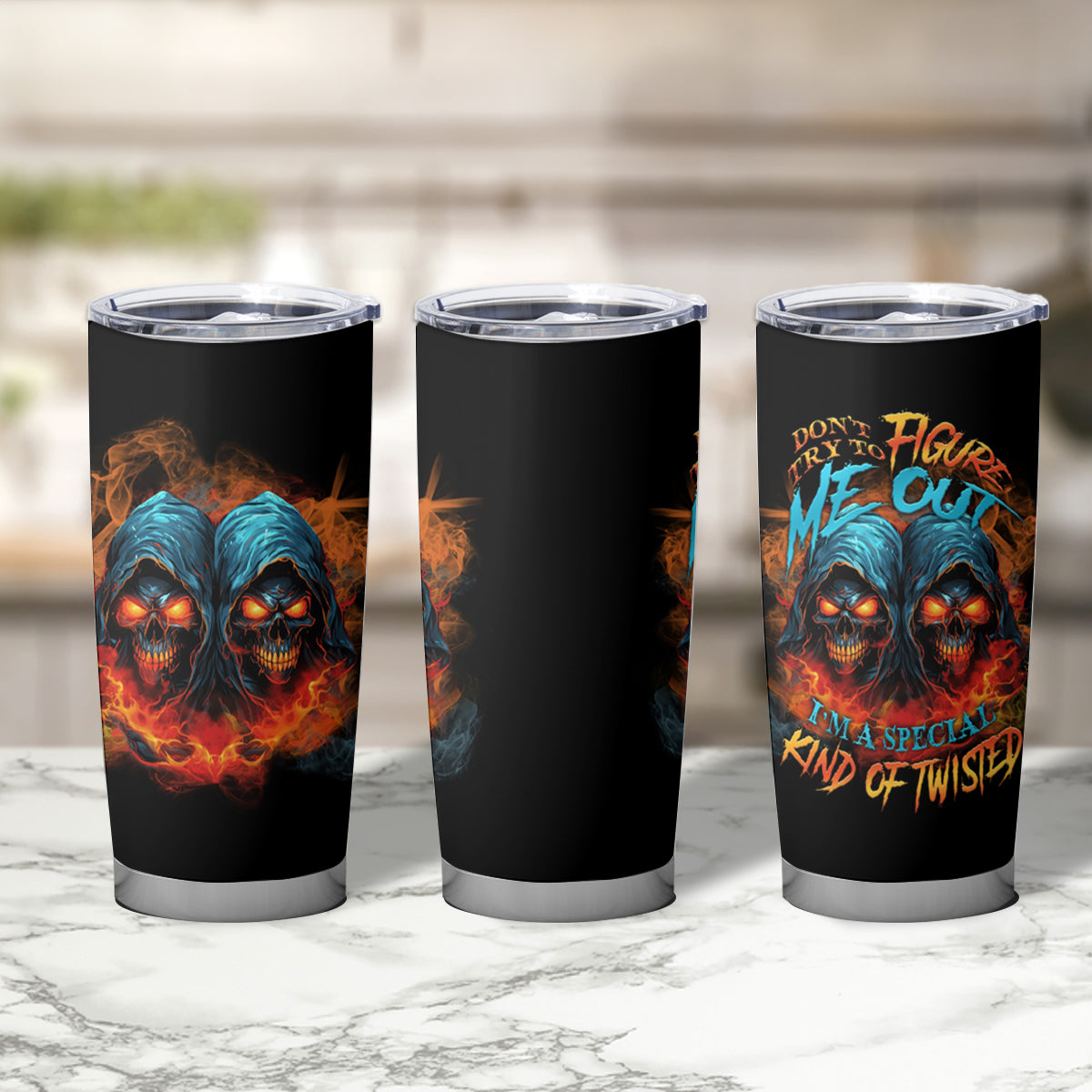 Don't Try To Figure Me Out Skull Reaper Tumbler Cup - Wonder Print Shop