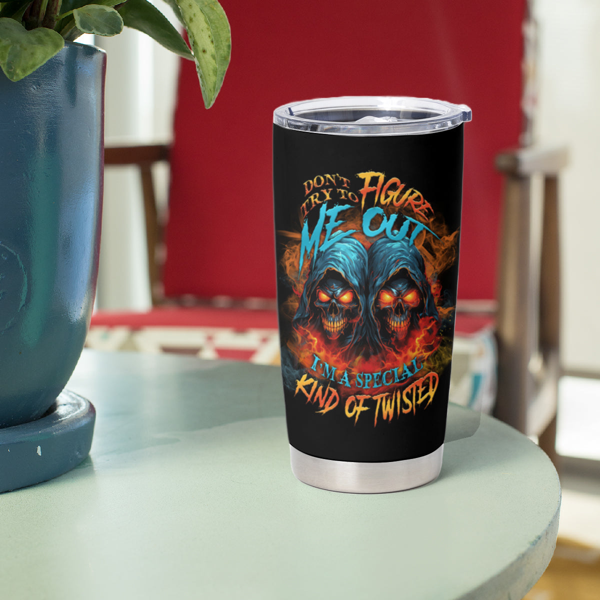 Don't Try To Figure Me Out Skull Reaper Tumbler Cup - Wonder Print Shop