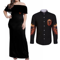 Why Should I Apologize For The Monster Couples Matching Off Shoulder Maxi Dress and Long Sleeve Button Shirt - Wonder Print Shop