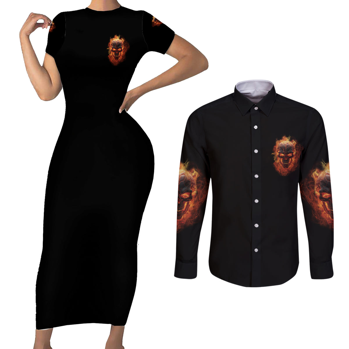 Why Should I Apologize For The Monster Couples Matching Short Sleeve Bodycon Dress and Long Sleeve Button Shirt - Wonder Print Shop