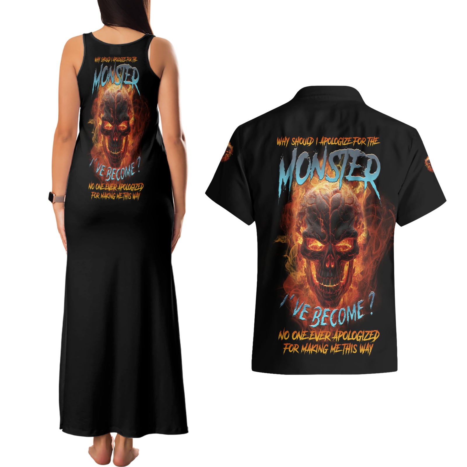 Why Should I Apologize For The Monster Couples Matching Tank Maxi Dress and Hawaiian Shirt - Wonder Print Shop