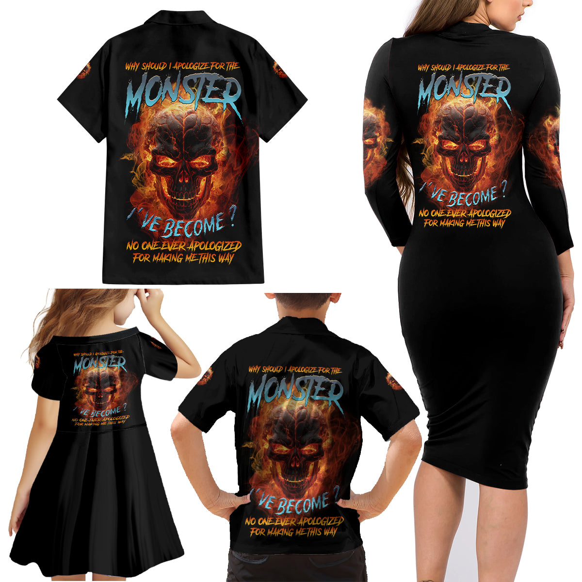 Why Should I Apologize For The Monster Family Matching Long Sleeve Bodycon Dress and Hawaiian Shirt - Wonder Print Shop