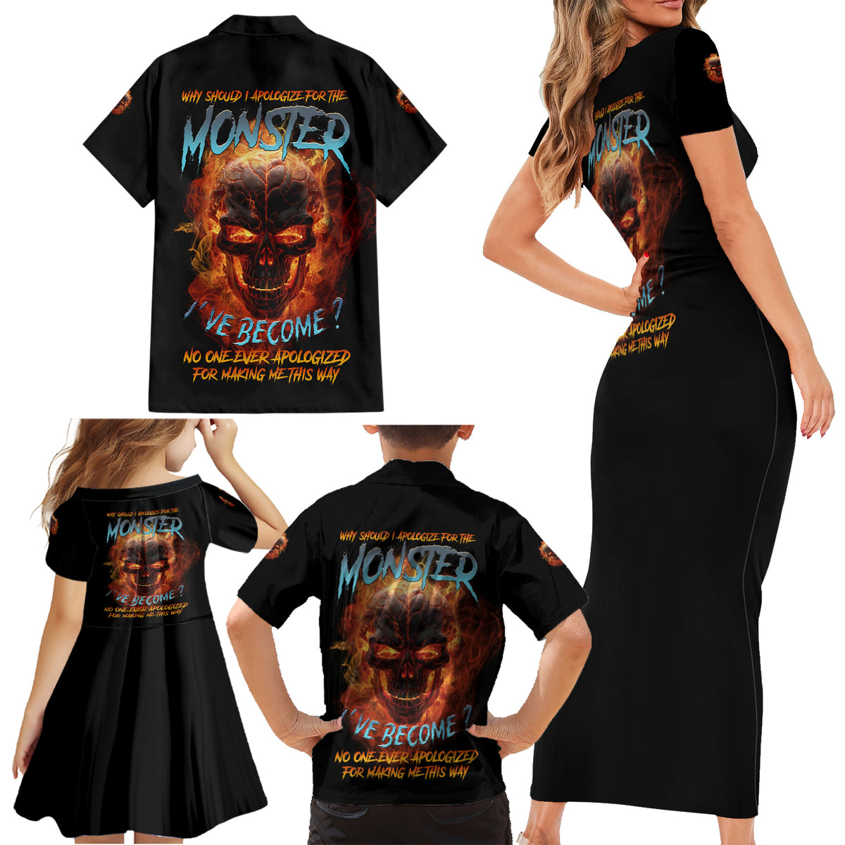 Why Should I Apologize For The Monster Family Matching Short Sleeve Bodycon Dress and Hawaiian Shirt - Wonder Print Shop