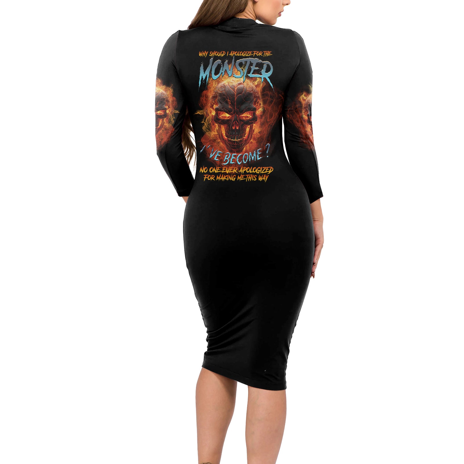Why Should I Apologize For The Monster Long Sleeve Bodycon Dress - Wonder Print Shop