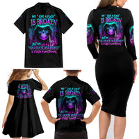My Give A F Reaper Purple Family Matching Long Sleeve Bodycon Dress and Hawaiian Shirt - Wonder Print Shop