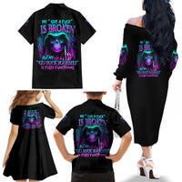 My Give A F Reaper Purple Family Matching Off Shoulder Long Sleeve Dress and Hawaiian Shirt - Wonder Print Shop