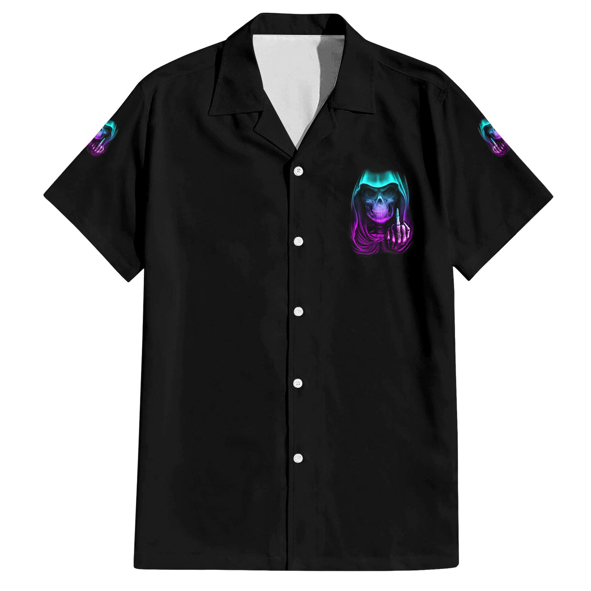 My Give A F Reaper Purple Family Matching Off Shoulder Long Sleeve Dress and Hawaiian Shirt - Wonder Print Shop