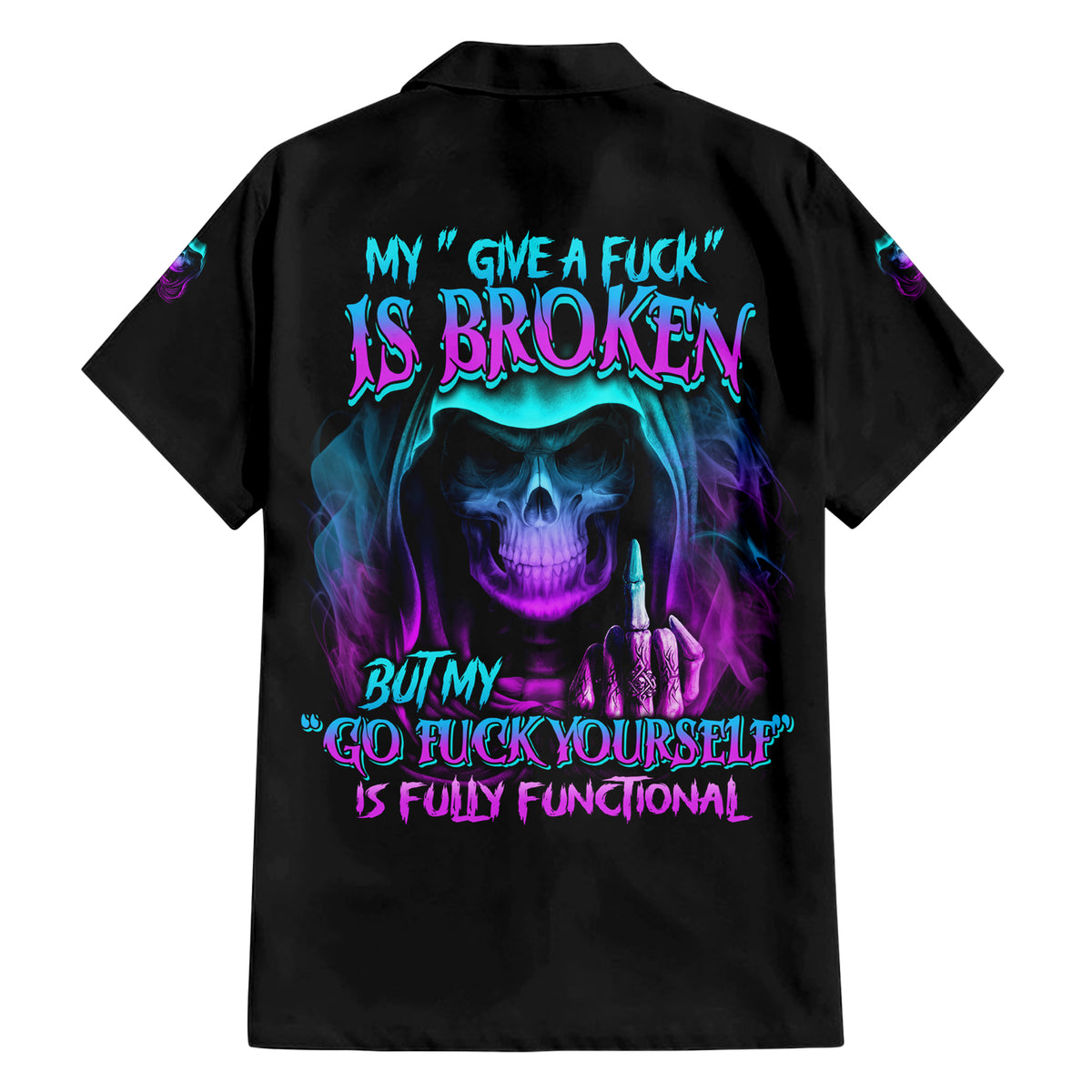 My Give A F Reaper Purple Family Matching Short Sleeve Bodycon Dress and Hawaiian Shirt - Wonder Print Shop