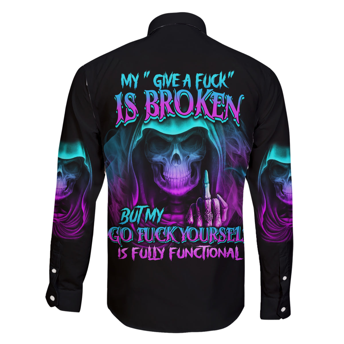 My Give A F Reaper Purple Family Matching Short Sleeve Bodycon Dress and Hawaiian Shirt - Wonder Print Shop
