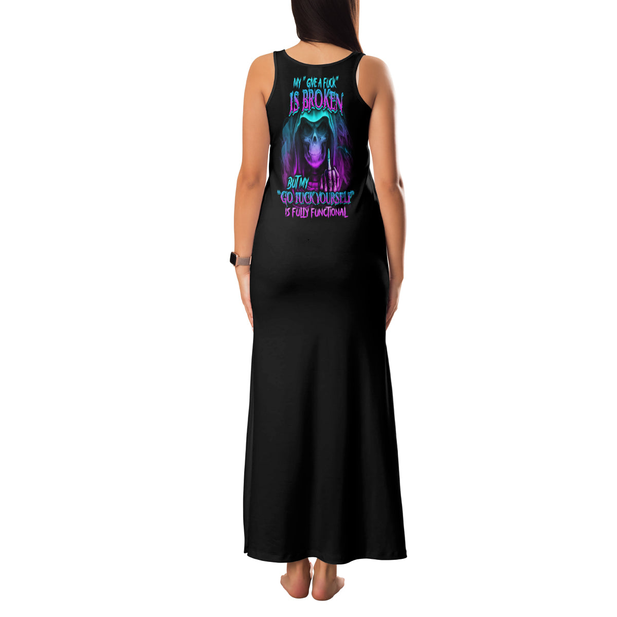My Give A F Reaper Purple Family Matching Tank Maxi Dress and Hawaiian Shirt - Wonder Print Shop