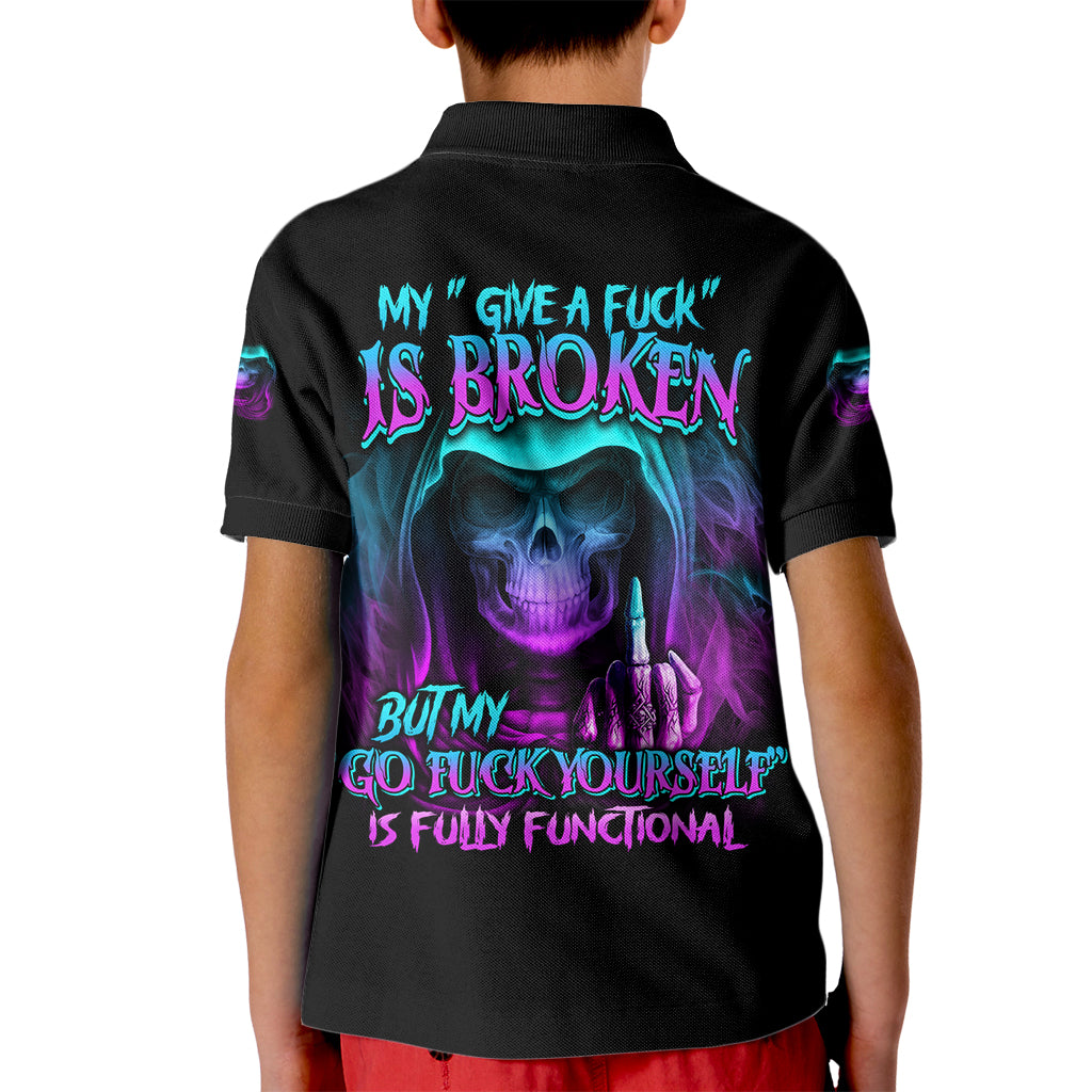 My Give A F Reaper Purple Kid Polo Shirt - Wonder Print Shop