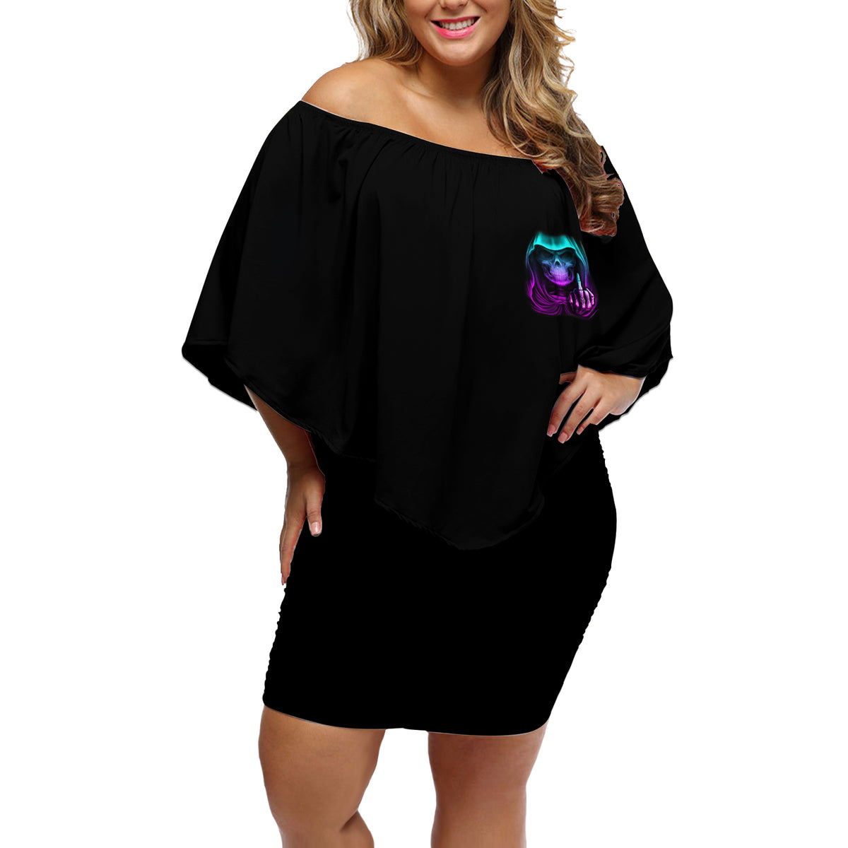 My Give A F Reaper Purple Off Shoulder Short Dress - Wonder Print Shop