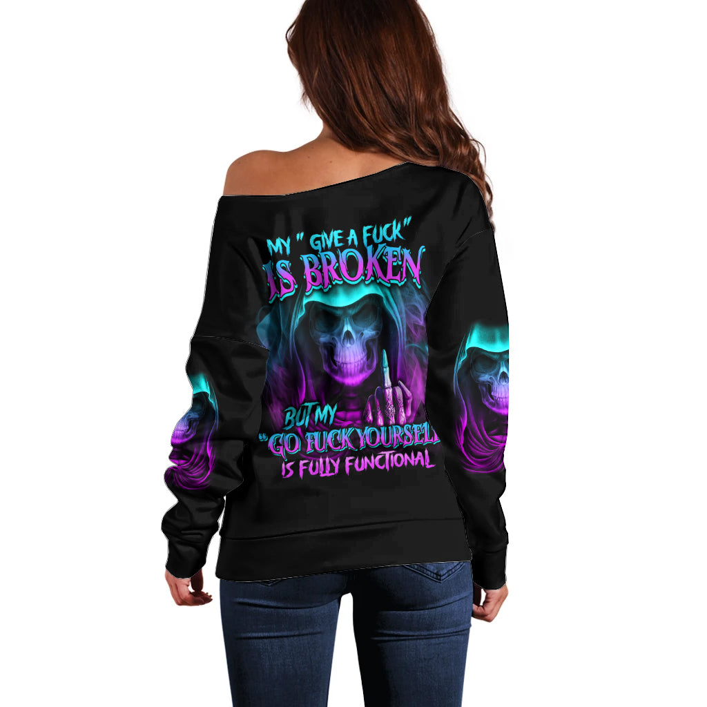My Give A F Reaper Purple Off Shoulder Sweater - Wonder Print Shop