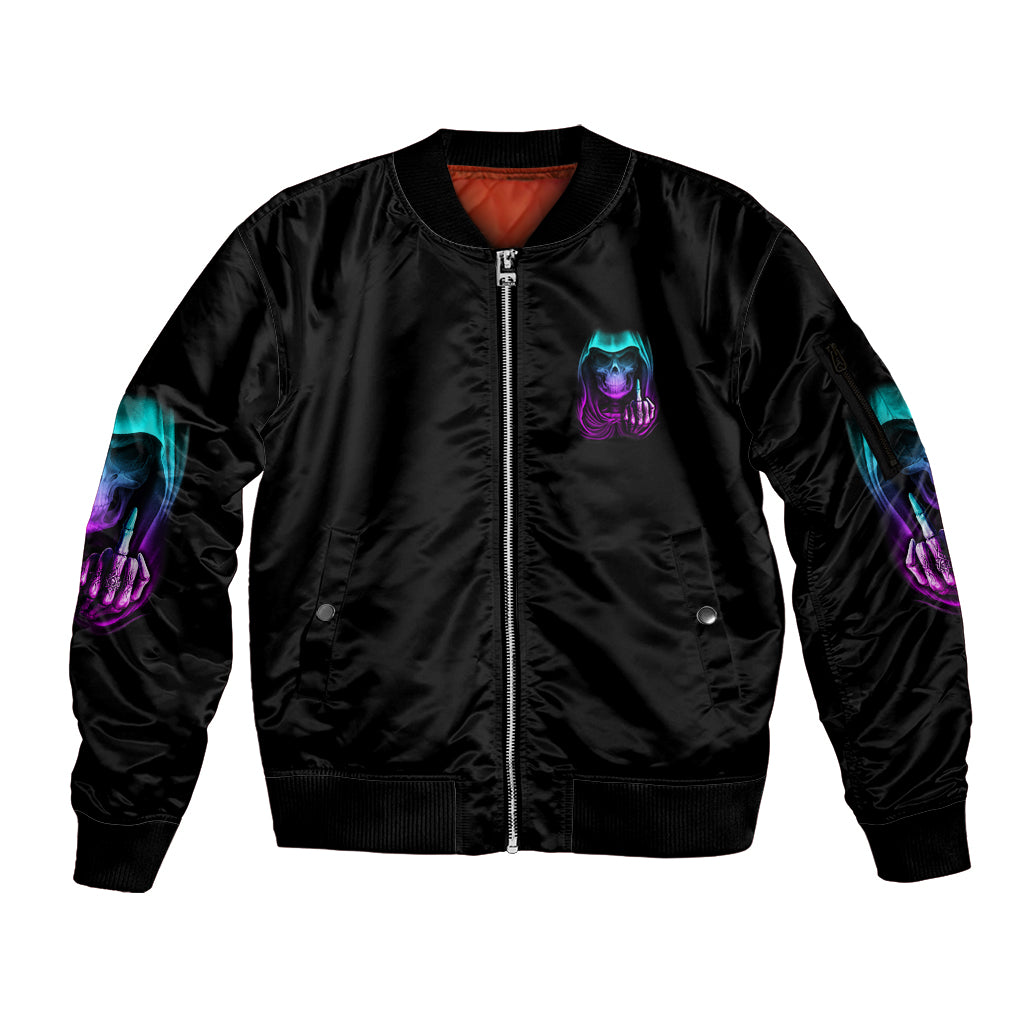 My Give A F Reaper Purple Sleeve Zip Bomber Jacket - Wonder Print Shop