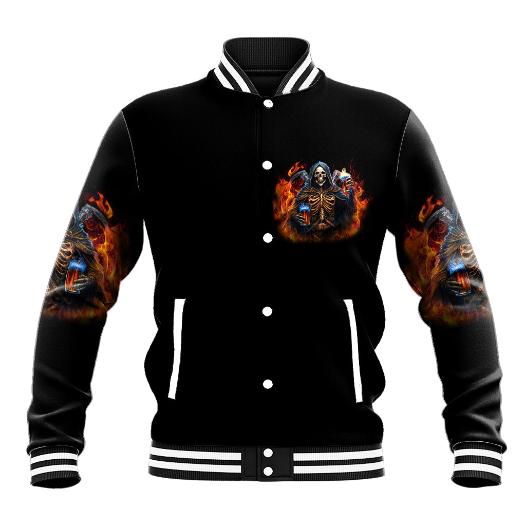 Drink With You Again Reaper Baseball Jacket - Wonder Print Shop