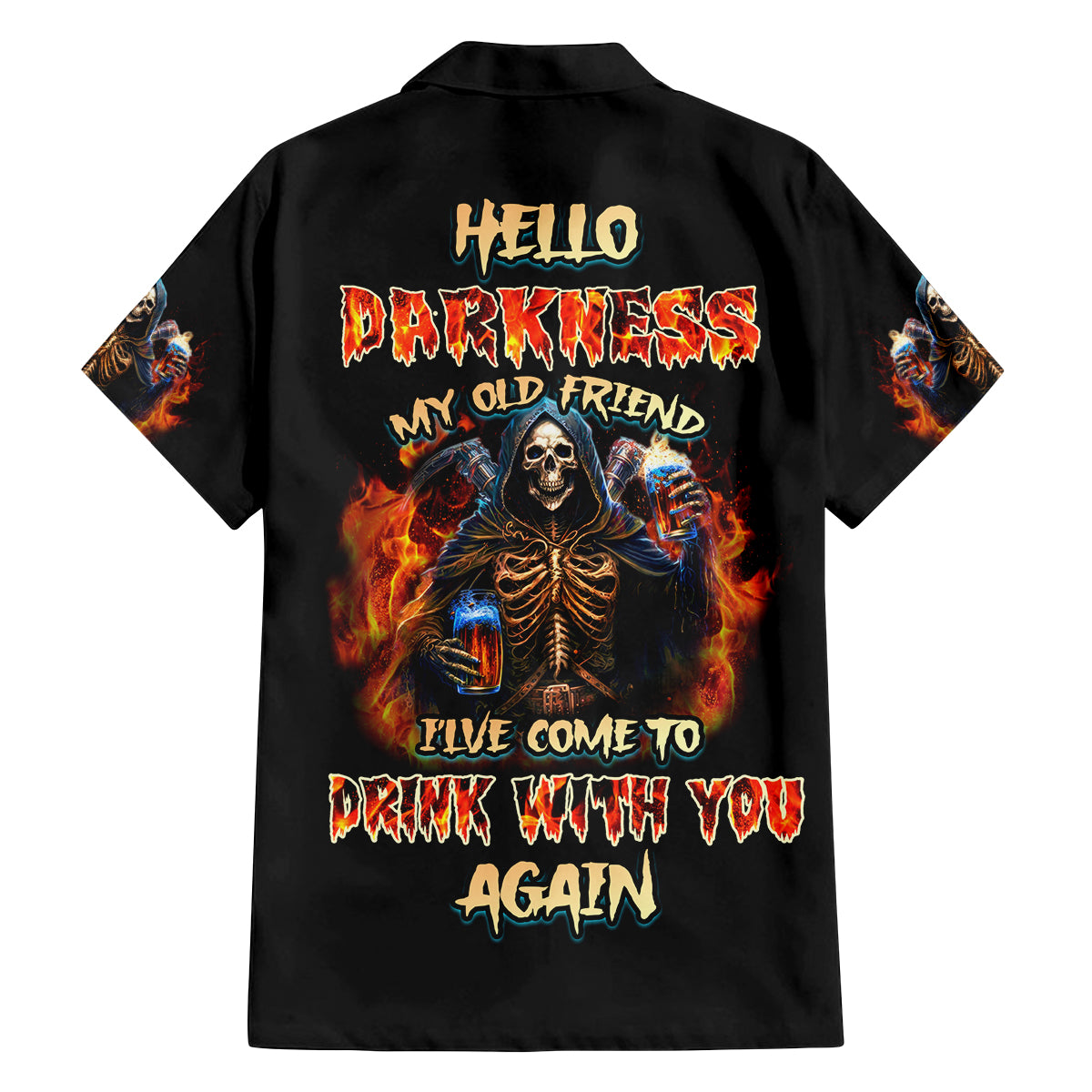 Drink With You Again Reaper Family Matching Off Shoulder Short Dress and Hawaiian Shirt - Wonder Print Shop