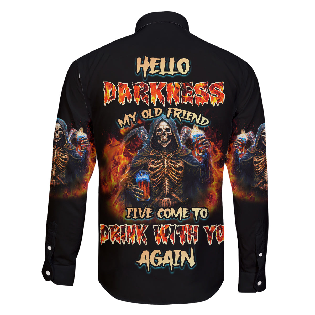 Drink With You Again Reaper Family Matching Puletasi Dress and Hawaiian Shirt - Wonder Print Shop