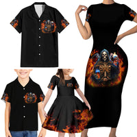 Drink With You Again Reaper Family Matching Short Sleeve Bodycon Dress and Hawaiian Shirt - Wonder Print Shop