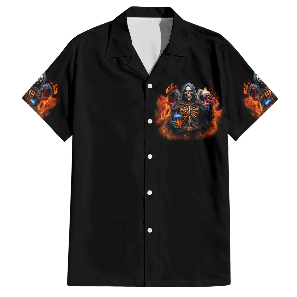 Drink With You Again Reaper Family Matching Short Sleeve Bodycon Dress and Hawaiian Shirt - Wonder Print Shop