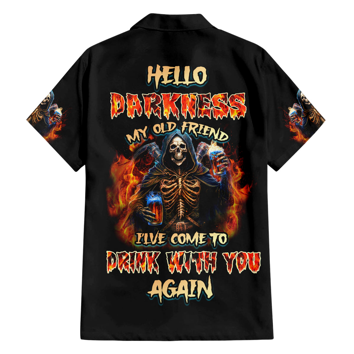 Drink With You Again Reaper Family Matching Short Sleeve Bodycon Dress and Hawaiian Shirt - Wonder Print Shop
