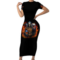 Drink With You Again Reaper Family Matching Short Sleeve Bodycon Dress and Hawaiian Shirt - Wonder Print Shop