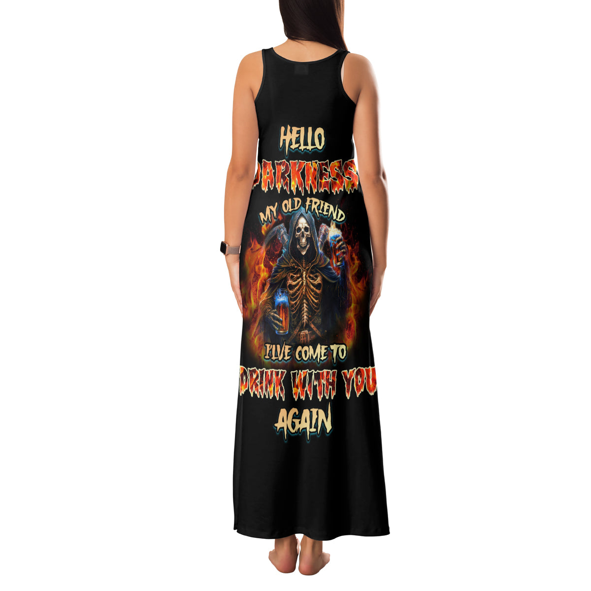 Drink With You Again Reaper Family Matching Tank Maxi Dress and Hawaiian Shirt - Wonder Print Shop