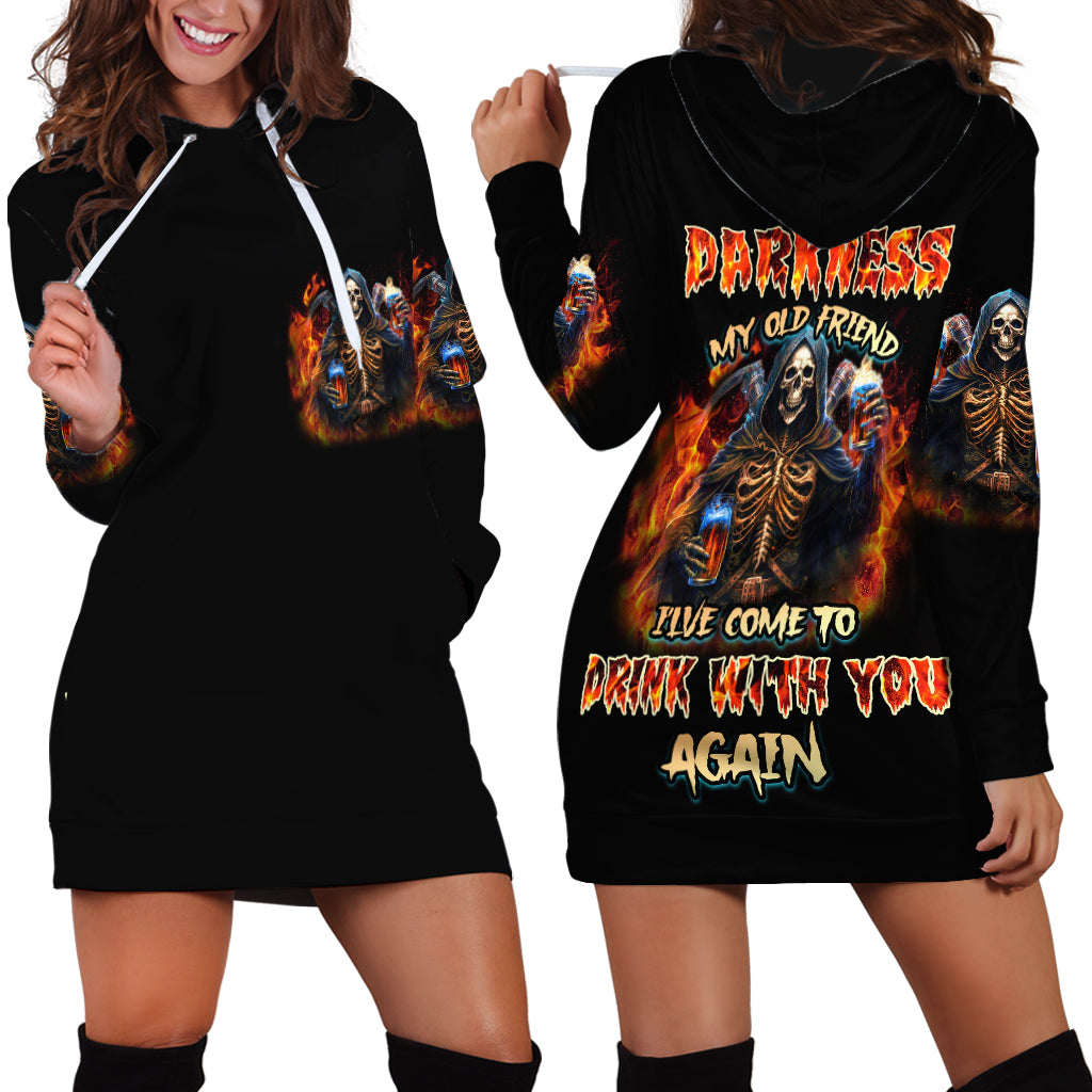 Drink With You Again Reaper Hoodie Dress - Wonder Print Shop