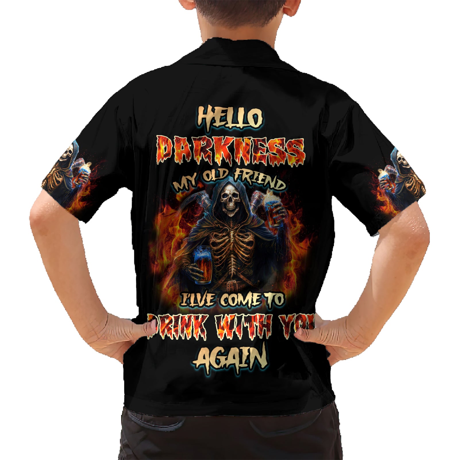 Drink With You Again Reaper Kid Hawaiian Shirt - Wonder Print Shop