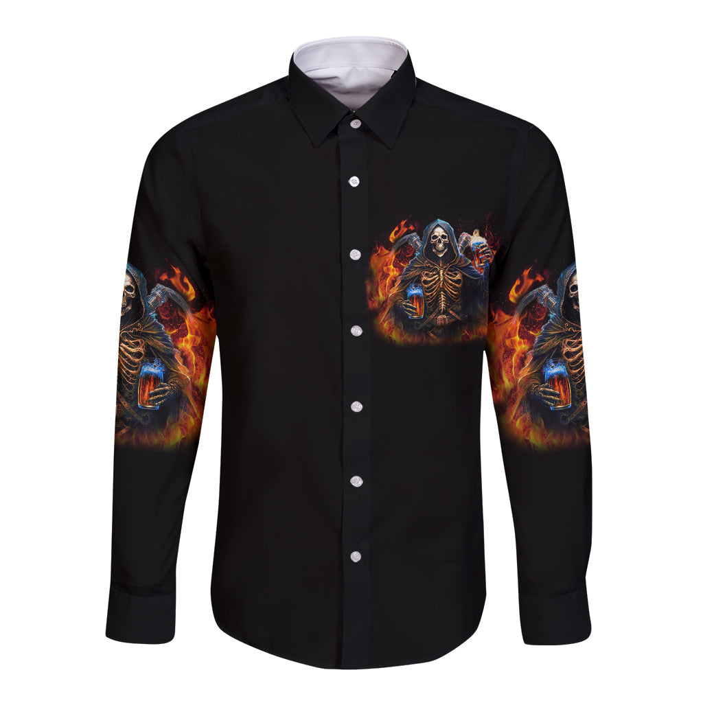 Drink With You Again Reaper Long Sleeve Button Shirt - Wonder Print Shop