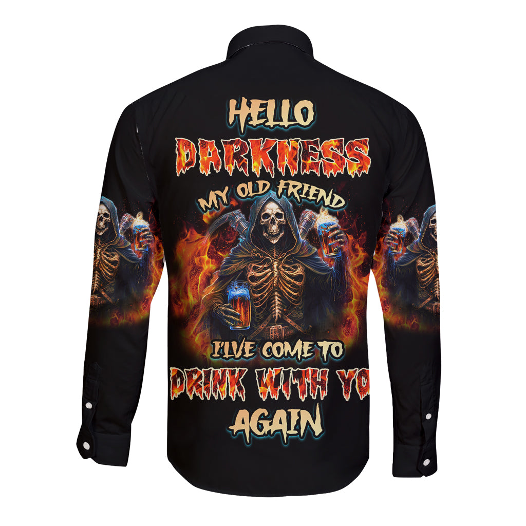 Drink With You Again Reaper Long Sleeve Button Shirt - Wonder Print Shop