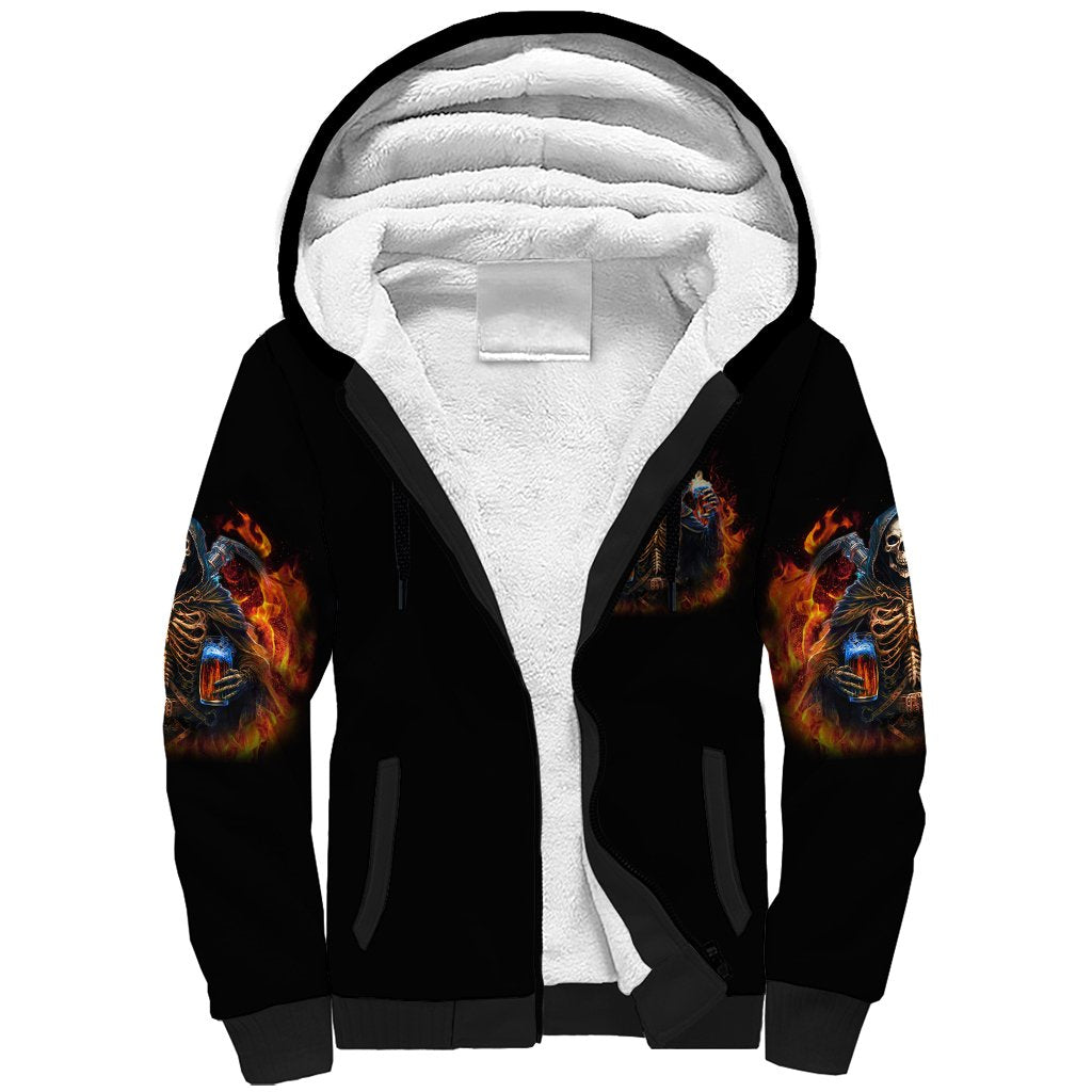 Drink With You Again Reaper Sherpa Hoodie - Wonder Print Shop