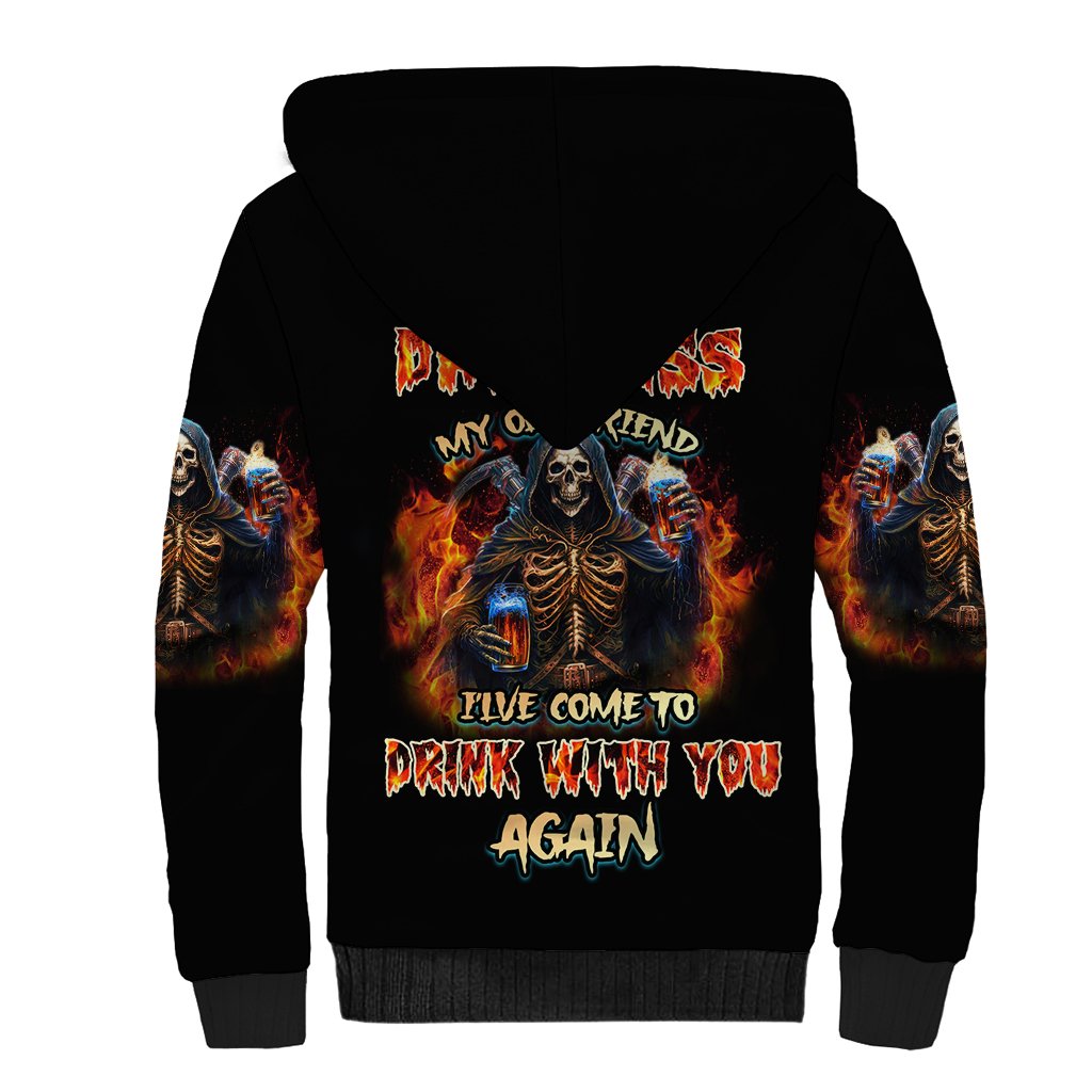 Drink With You Again Reaper Sherpa Hoodie - Wonder Print Shop