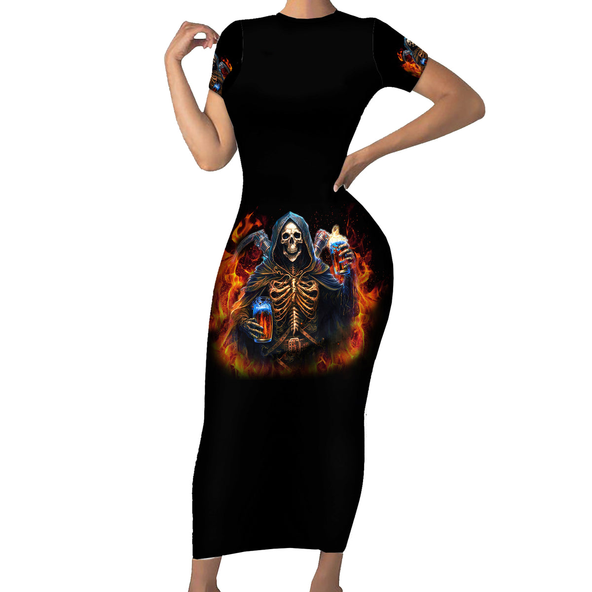 Drink With You Again Reaper Short Sleeve Bodycon Dress - Wonder Print Shop