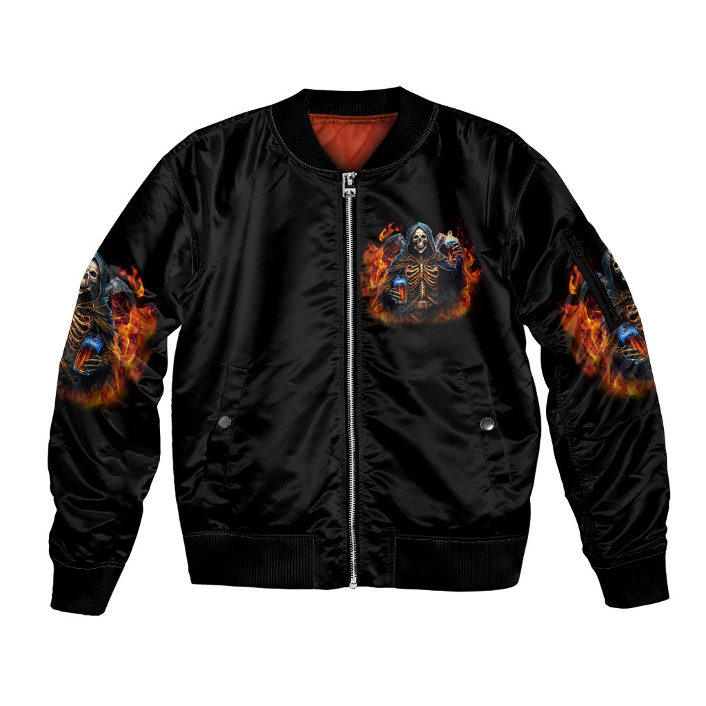 Drink With You Again Reaper Sleeve Zip Bomber Jacket - Wonder Print Shop
