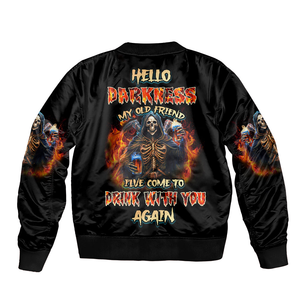 Drink With You Again Reaper Sleeve Zip Bomber Jacket - Wonder Print Shop
