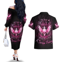 Karma Fairy Skull - In My Next Life Couples Matching Off The Shoulder Long Sleeve Dress and Hawaiian Shirt - Wonder Print Shop