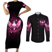 Karma Fairy Skull - In My Next Life Couples Matching Short Sleeve Bodycon Dress and Long Sleeve Button Shirt - Wonder Print Shop